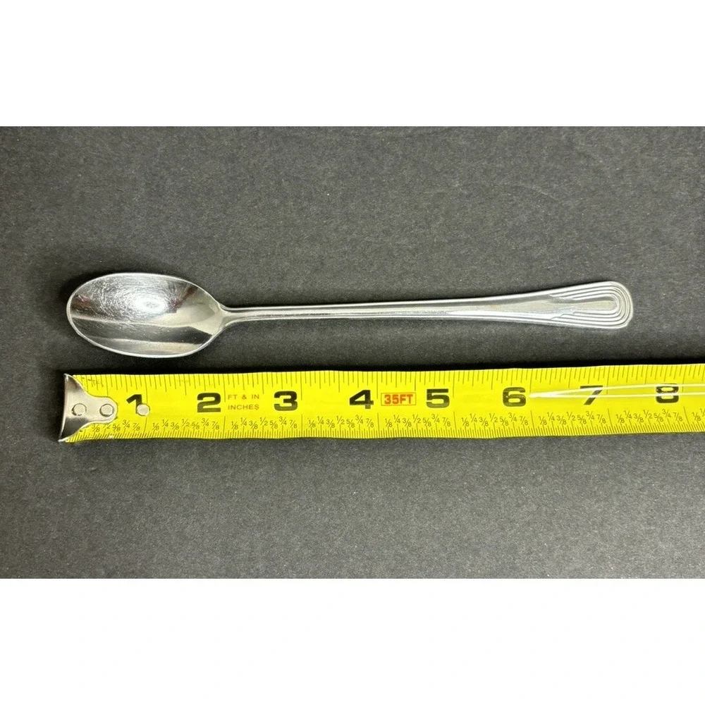 4 Serco Royale Reflections Iced Tea Spoons Stainless Flatware Art Deco 7 1/2